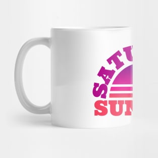 Saturday Sunday Weekend Sunset Pink and Purple shades romantic design Mug